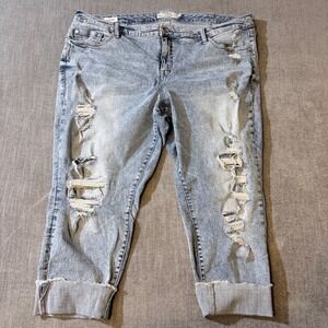 Torrid Denim First At Fit Boyfriend Jeans Light Wash Distressed Plus Size 24